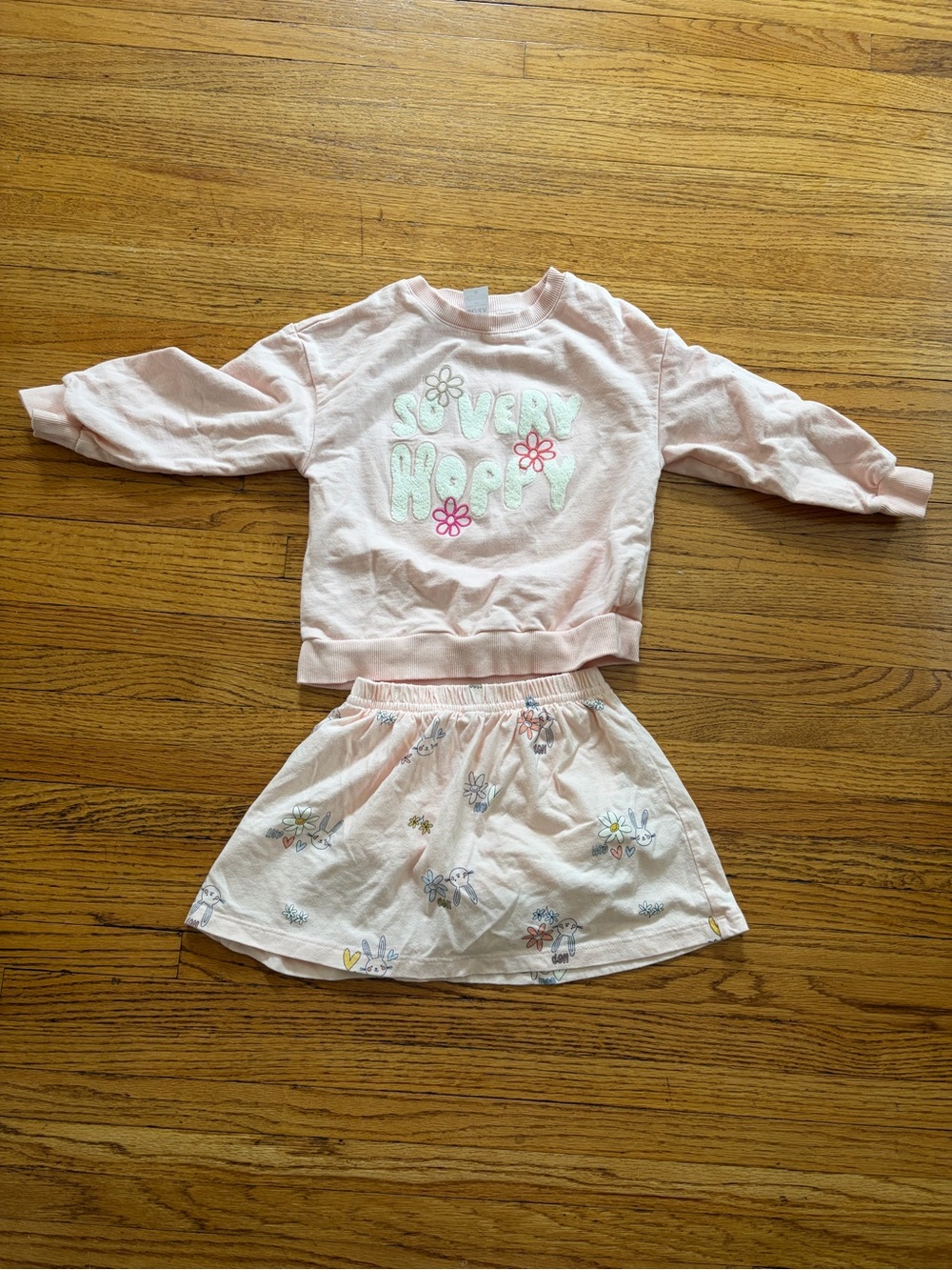 Carter's Light Pink "So Very Hoppy" Easter Set with Floral Skirt